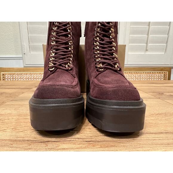 Sam Edelman Lovrin Bootie Spiced Pecan Size 5.5 NWOT Gold Details Dark Burgundy - Picture 7 of 13